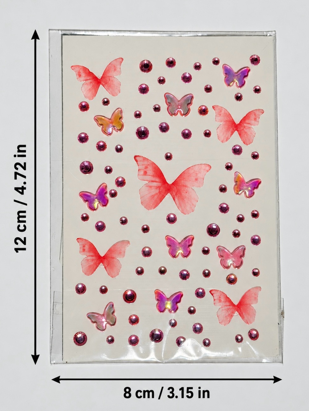 Pink Butterfly Face Gems Rhinestone Sticker Sheet - Picture 3 of 3